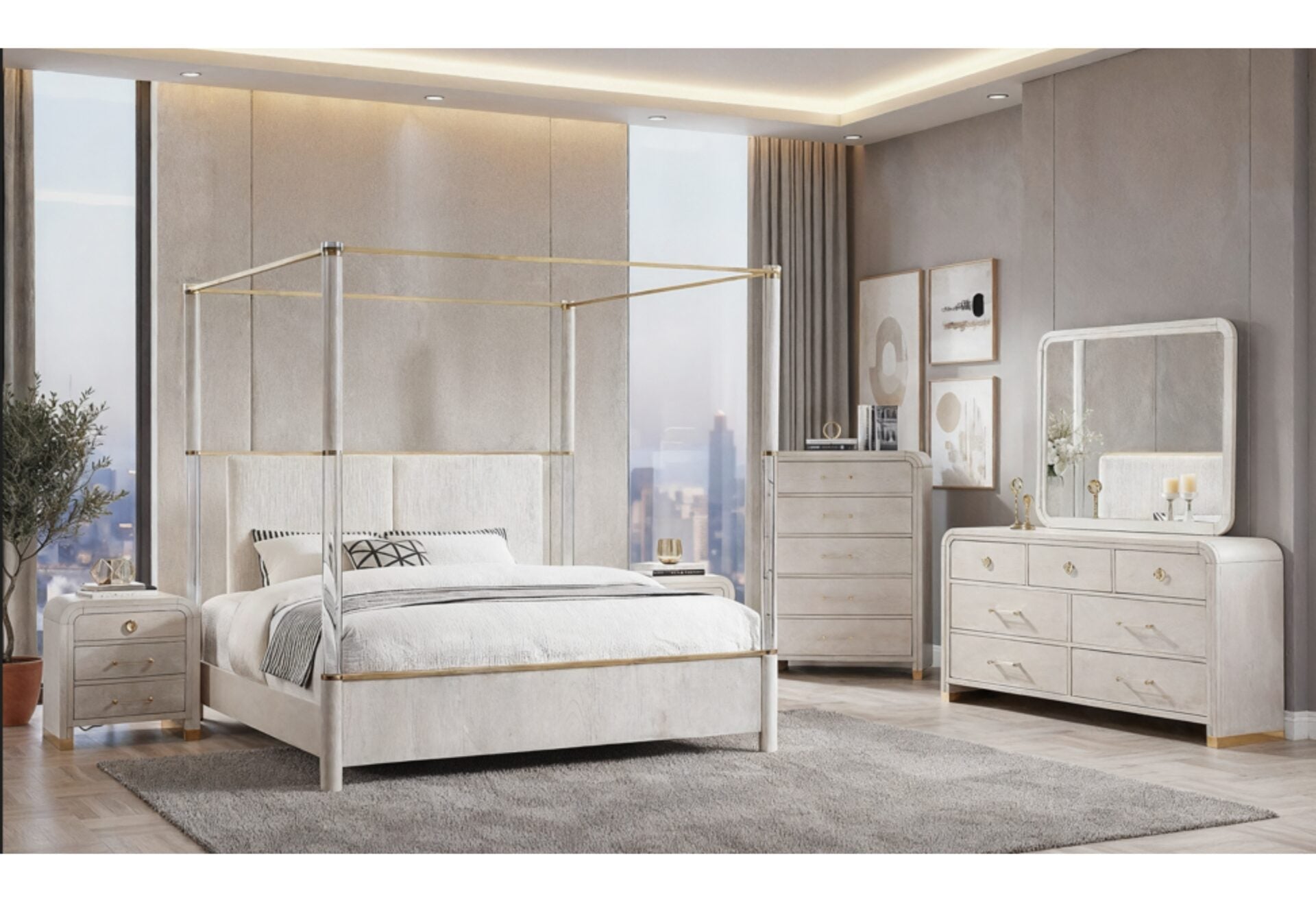 MALMO OAK BED Set 5PC