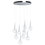 Lámpara de araña moderna de cristal con forma de gota, 9 luces