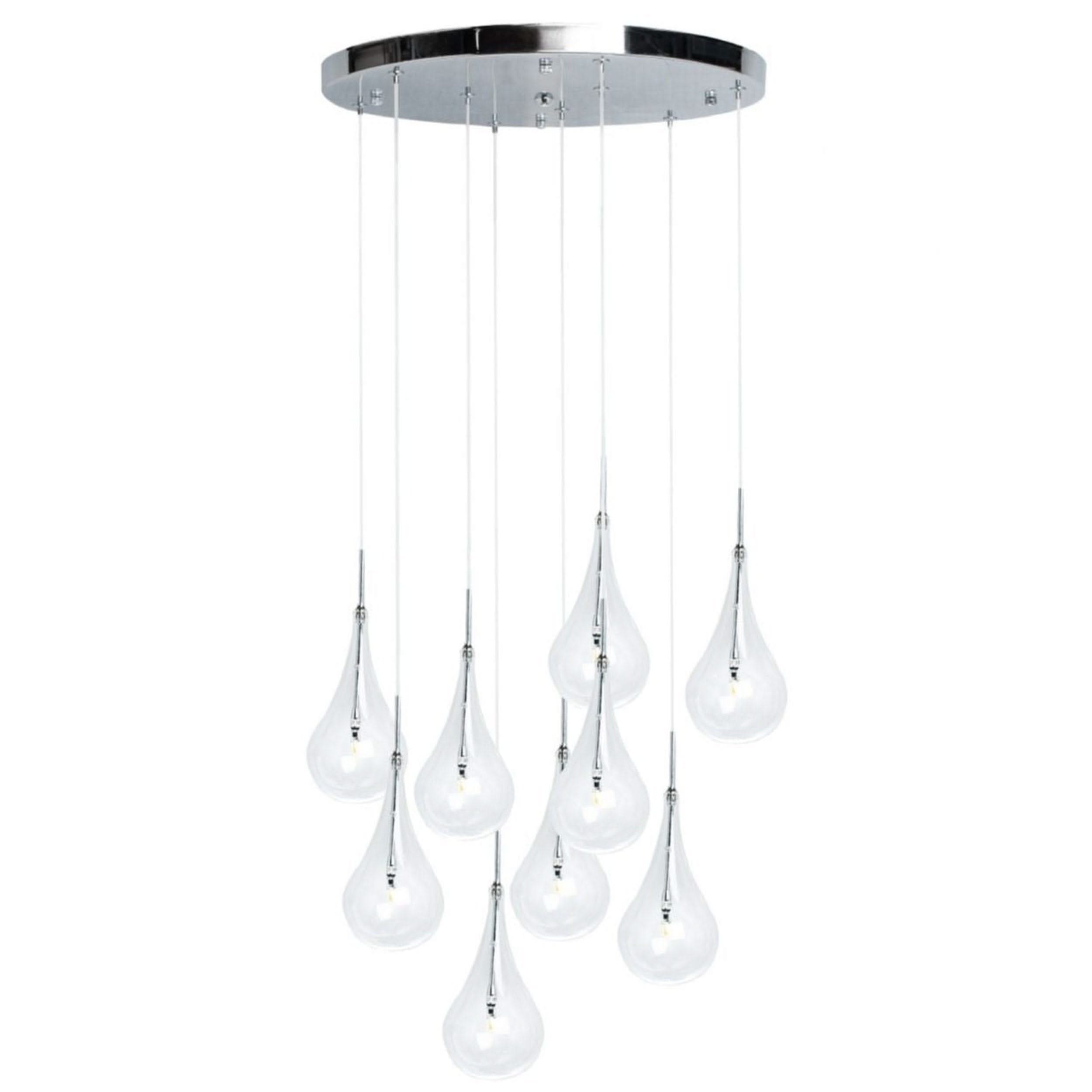 Lámpara de araña moderna de cristal con forma de gota, 9 luces