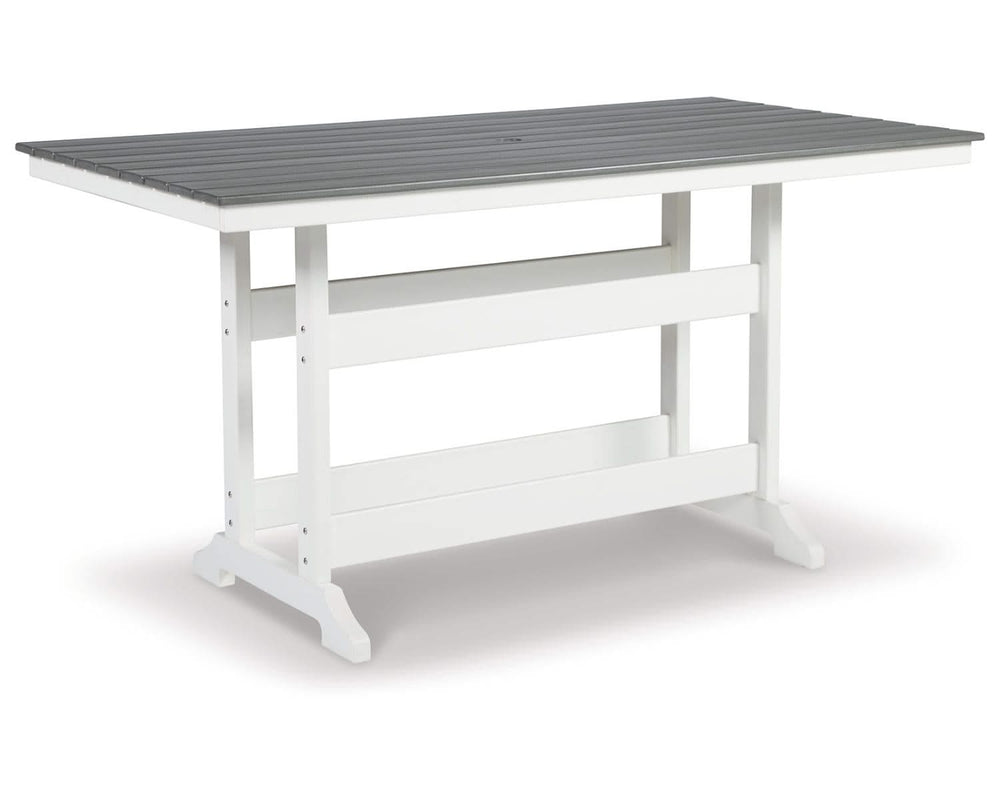 Mesa de comedor Transville para exteriores con altura de mostrador y 4 taburetes