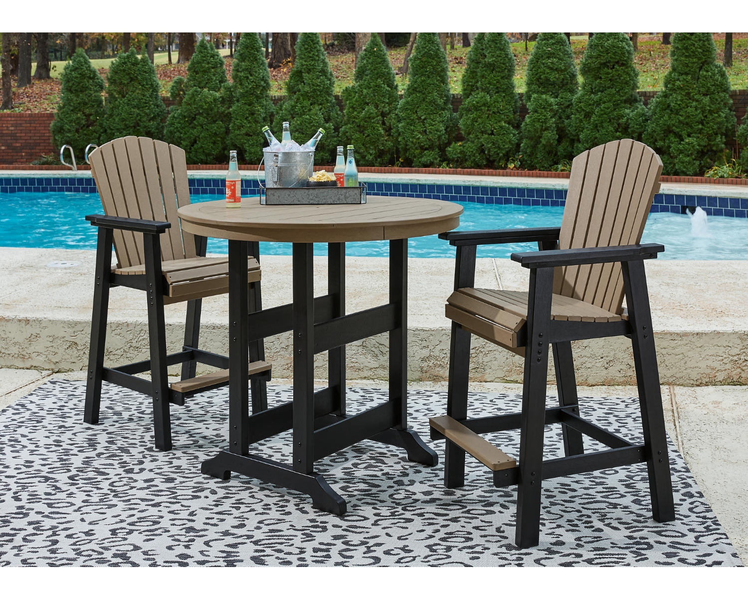 Fairen Trail Outdoor Counter Height Dining Table with 2 Barstools