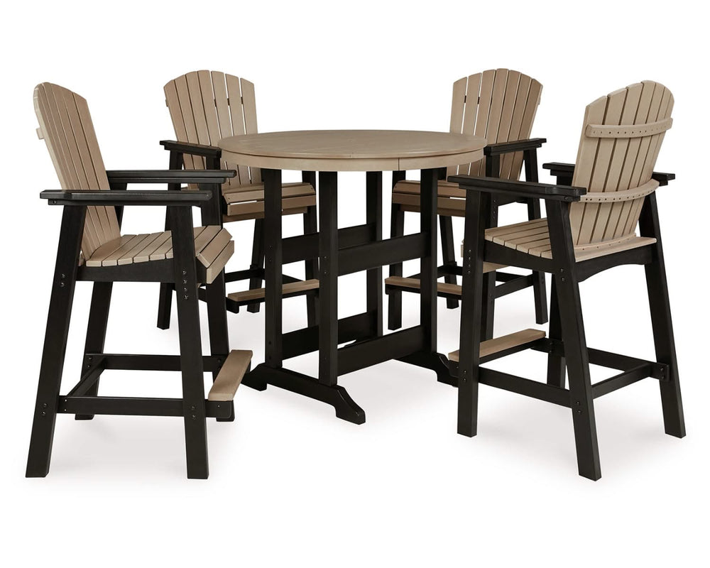 Mesa de comedor de exterior Fairen Trail de altura alta con 2 taburetes