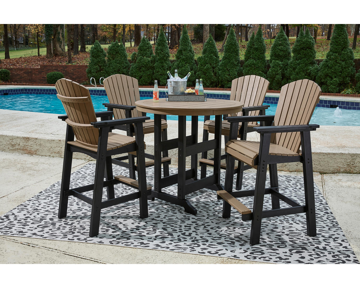 Fairen Trail Outdoor Counter Height Dining Table with 2 Barstools