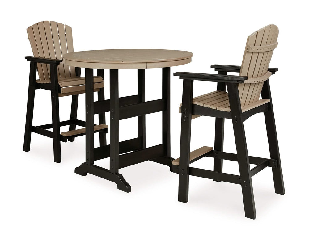 Mesa de comedor de exterior Fairen Trail de altura alta con 2 taburetes