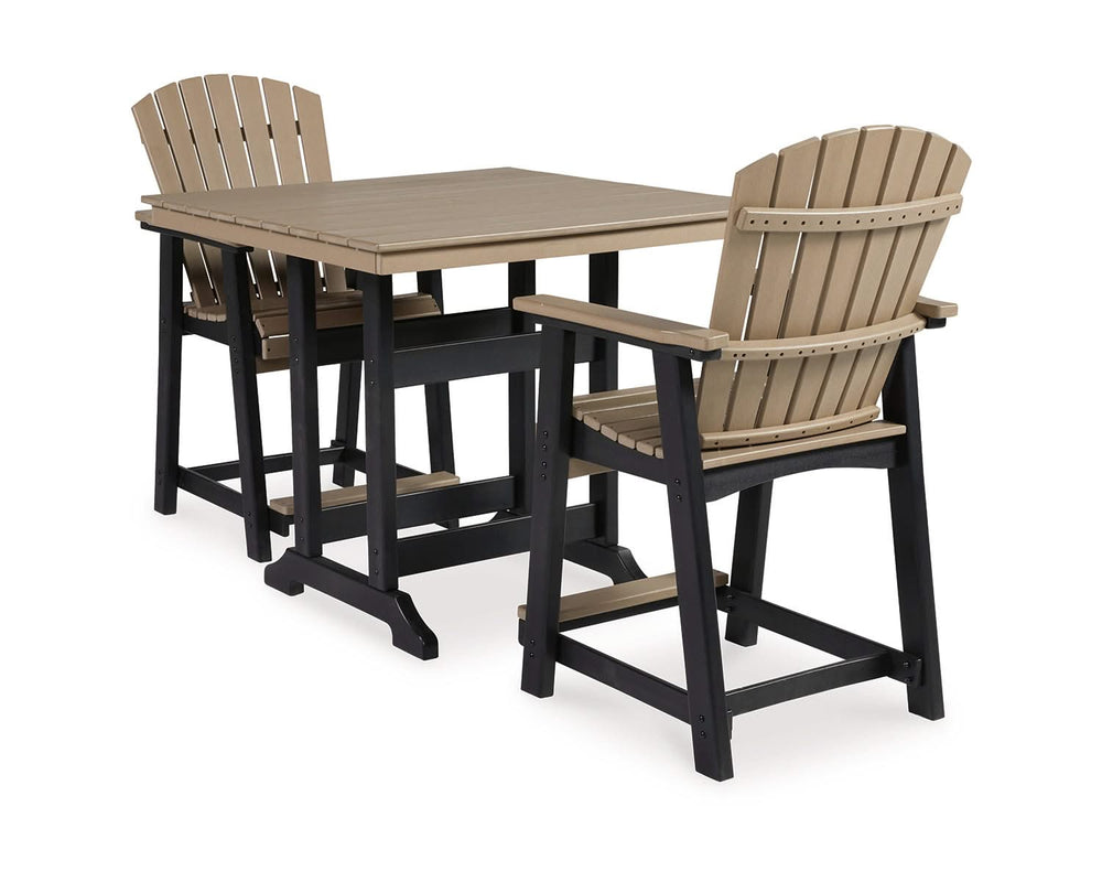 Mesa de comedor de exterior Fairen Trail de altura alta con 2 taburetes