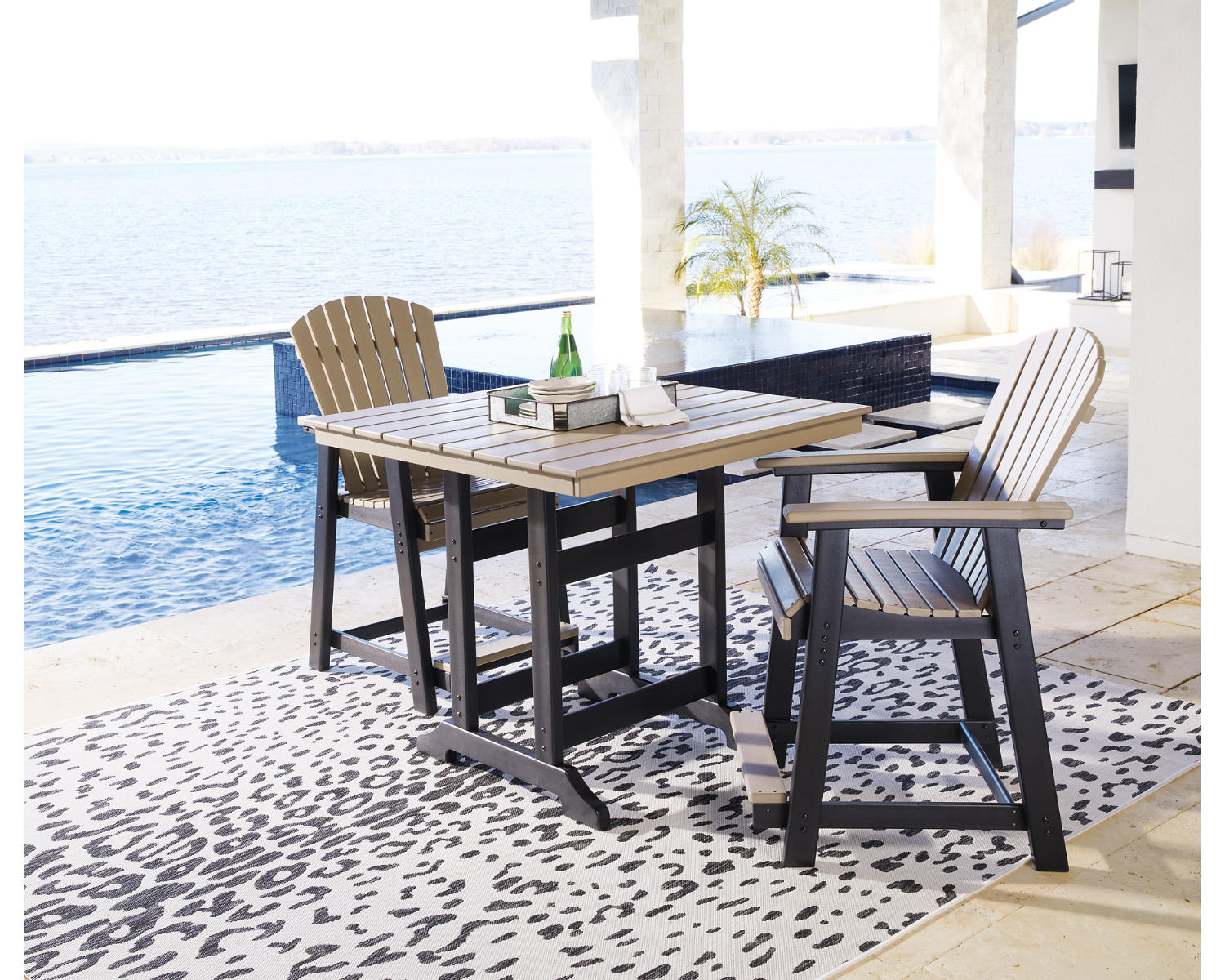 Fairen Trail Outdoor Counter Height Dining Table with 2 Barstools