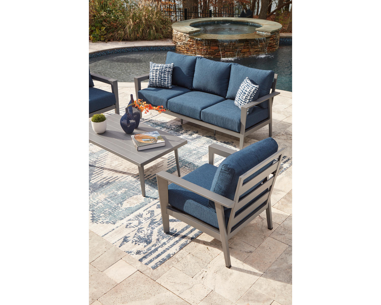 Gali Outdoor Sofa/Chairs/Table Set (Set of 4)