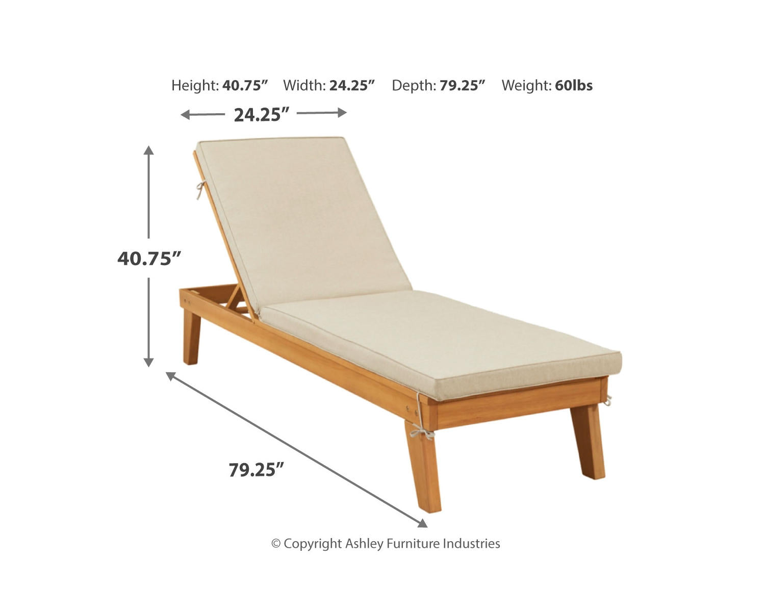 Byron Bay Chaise Lounge with Cushion