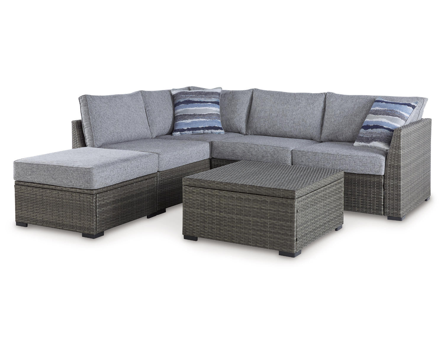 Petal Road Outdoor Loveseat Sectional/Ottoman/Table Set (Set of 4)