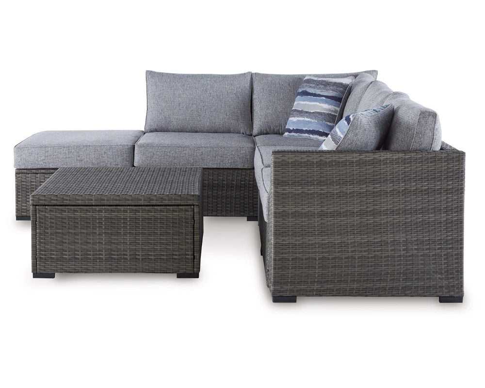 Petal Road Outdoor Loveseat Sectional/Ottoman/Table Set (Set of 4)