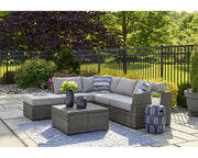 Petal Road Outdoor Loveseat Sectional/Ottoman/Table Set (Set of 4)