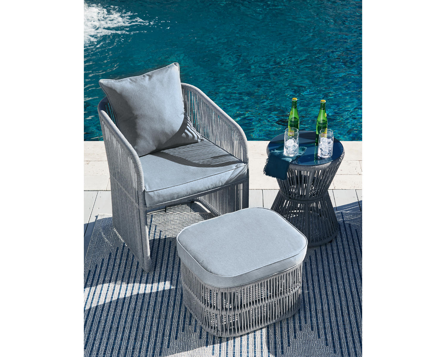 Coast Island Outdoor Chair with Ottoman and Side Table