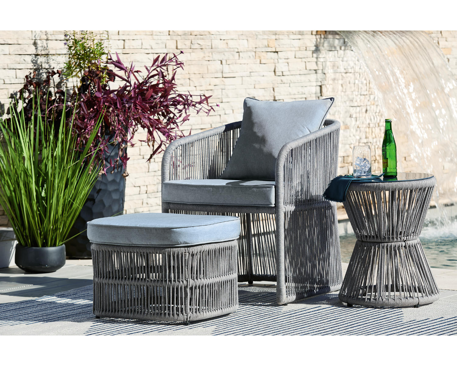 Coast Island Outdoor Chair with Ottoman and Side Table