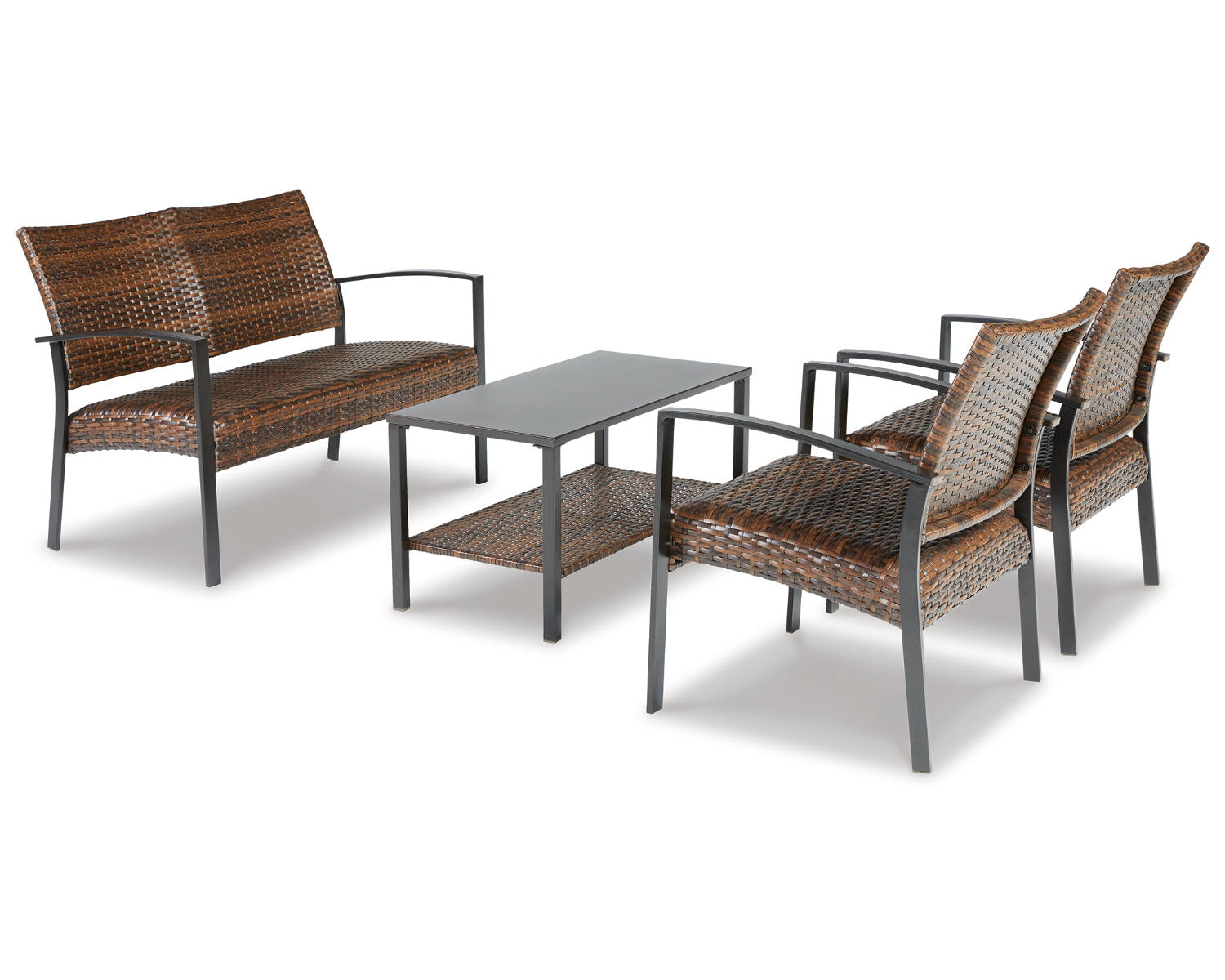 Zariyah Outdoor Love/Chairs/Table Set (Set of 4)