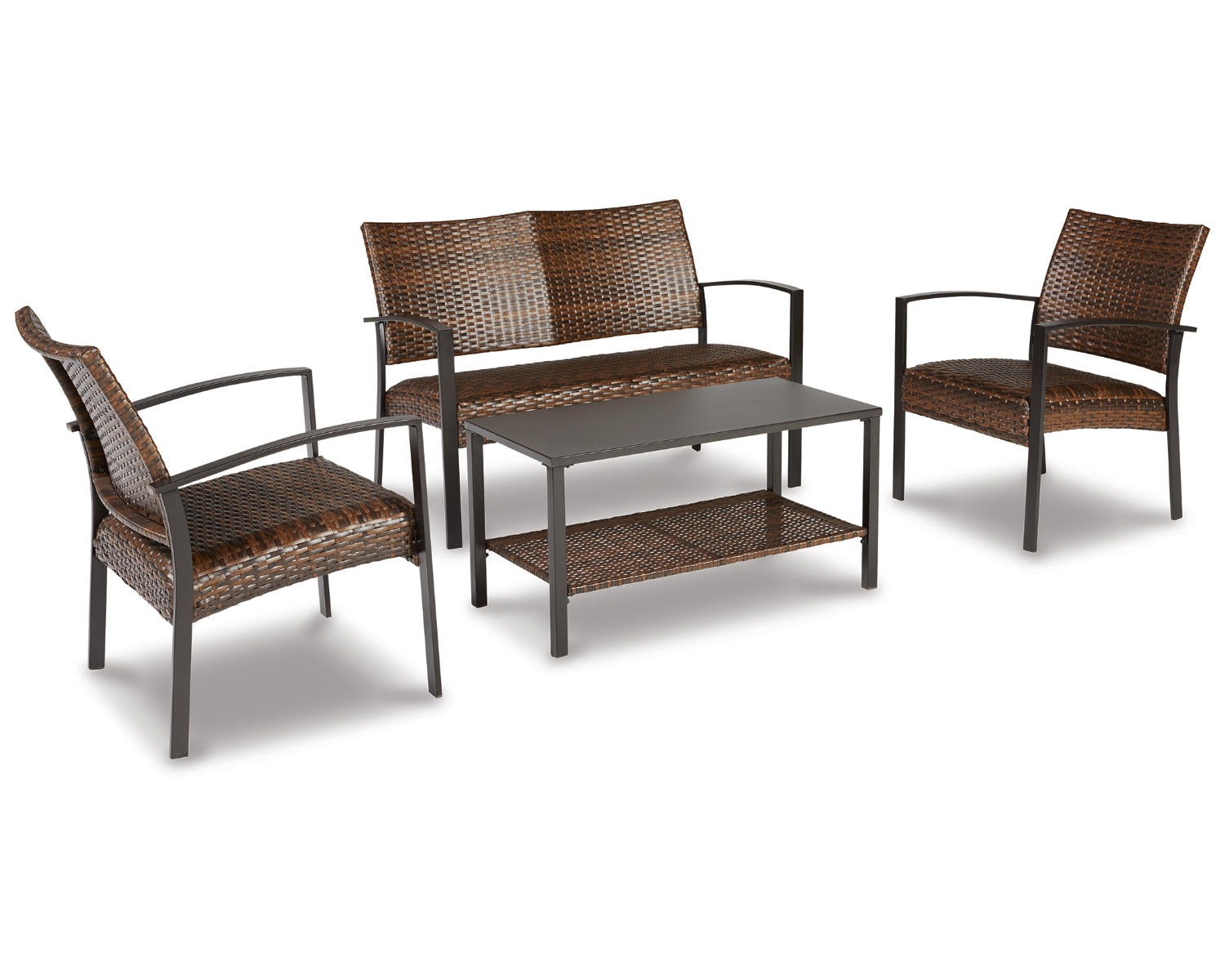 Zariyah Outdoor Love/Chairs/Table Set (Set of 4)