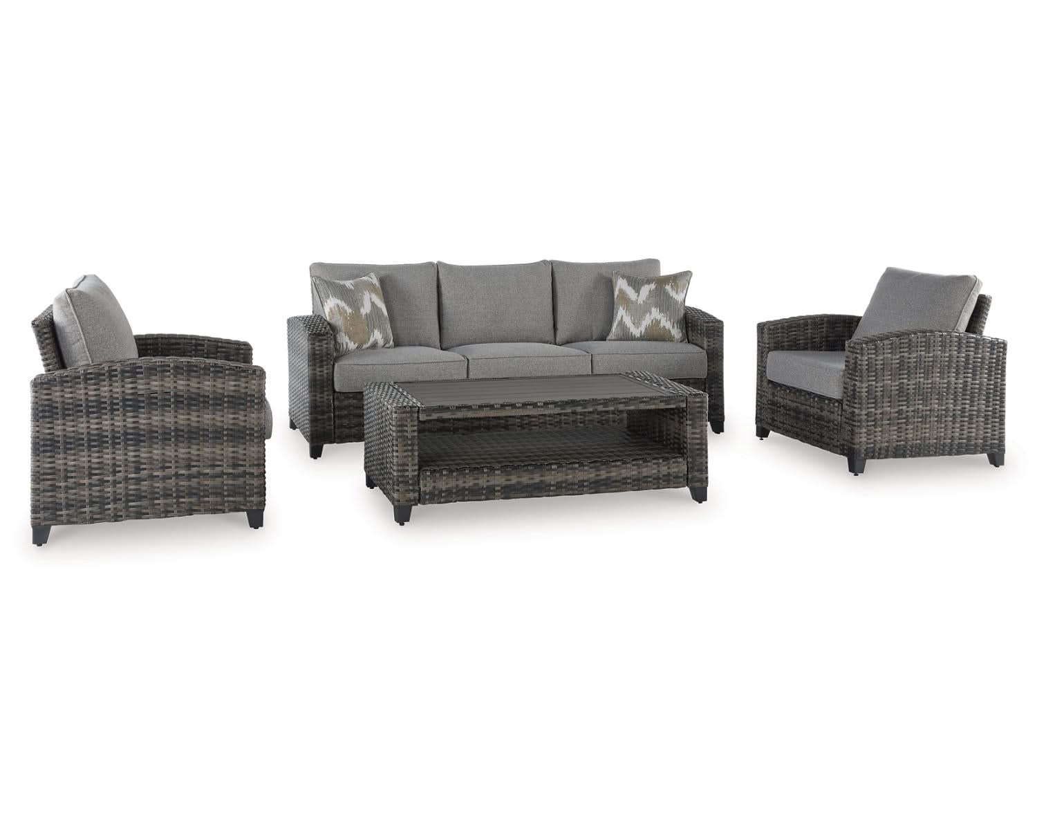 Oasis Court Outdoor Sofa/Chairs/Table Set (Set of 4)