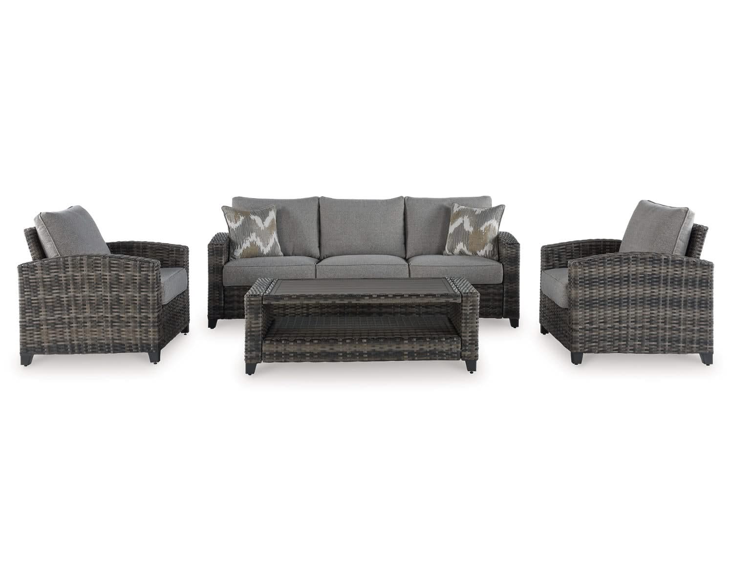 Oasis Court Outdoor Sofa/Chairs/Table Set (Set of 4)