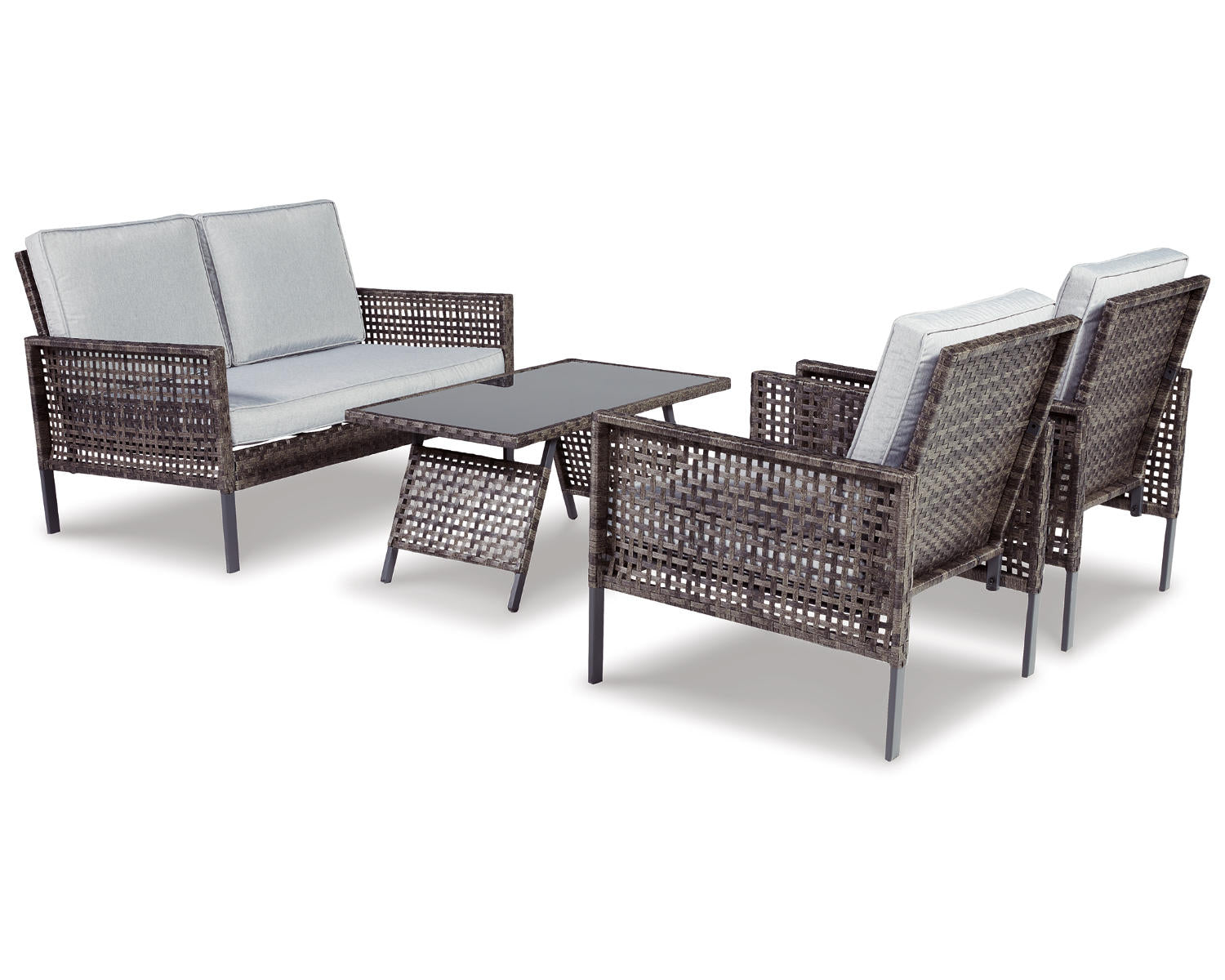 Lainey Outdoor Love/Chairs/Table Set (Set of 4)