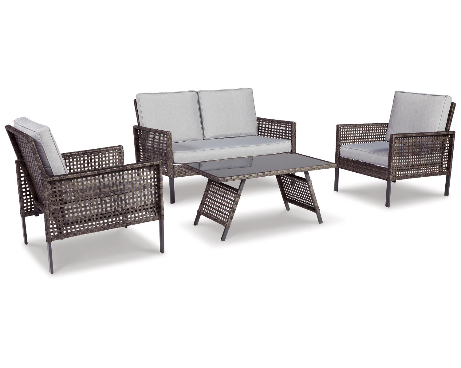 Lainey Outdoor Love/Chairs/Table Set (Set of 4)