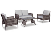 Lainey Outdoor Love/Chairs/Table Set (Set of 4)
