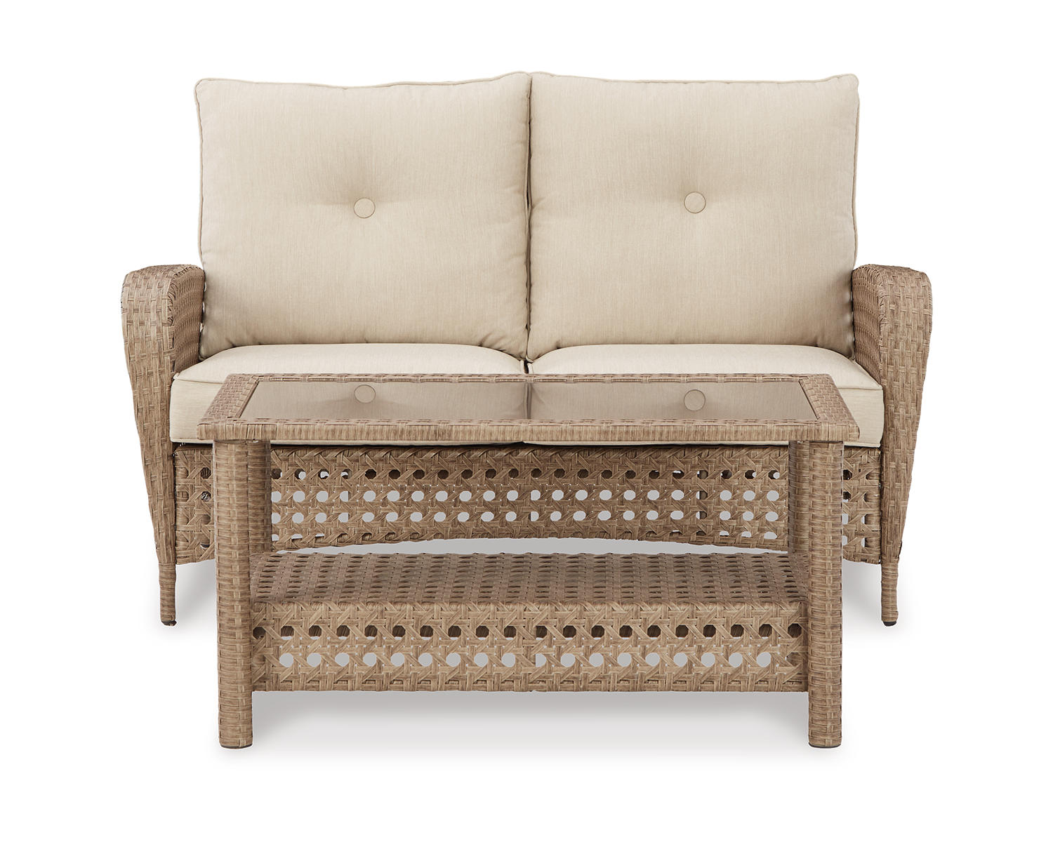 Braylee Outdoor Loveseat with Table (Set of 2)