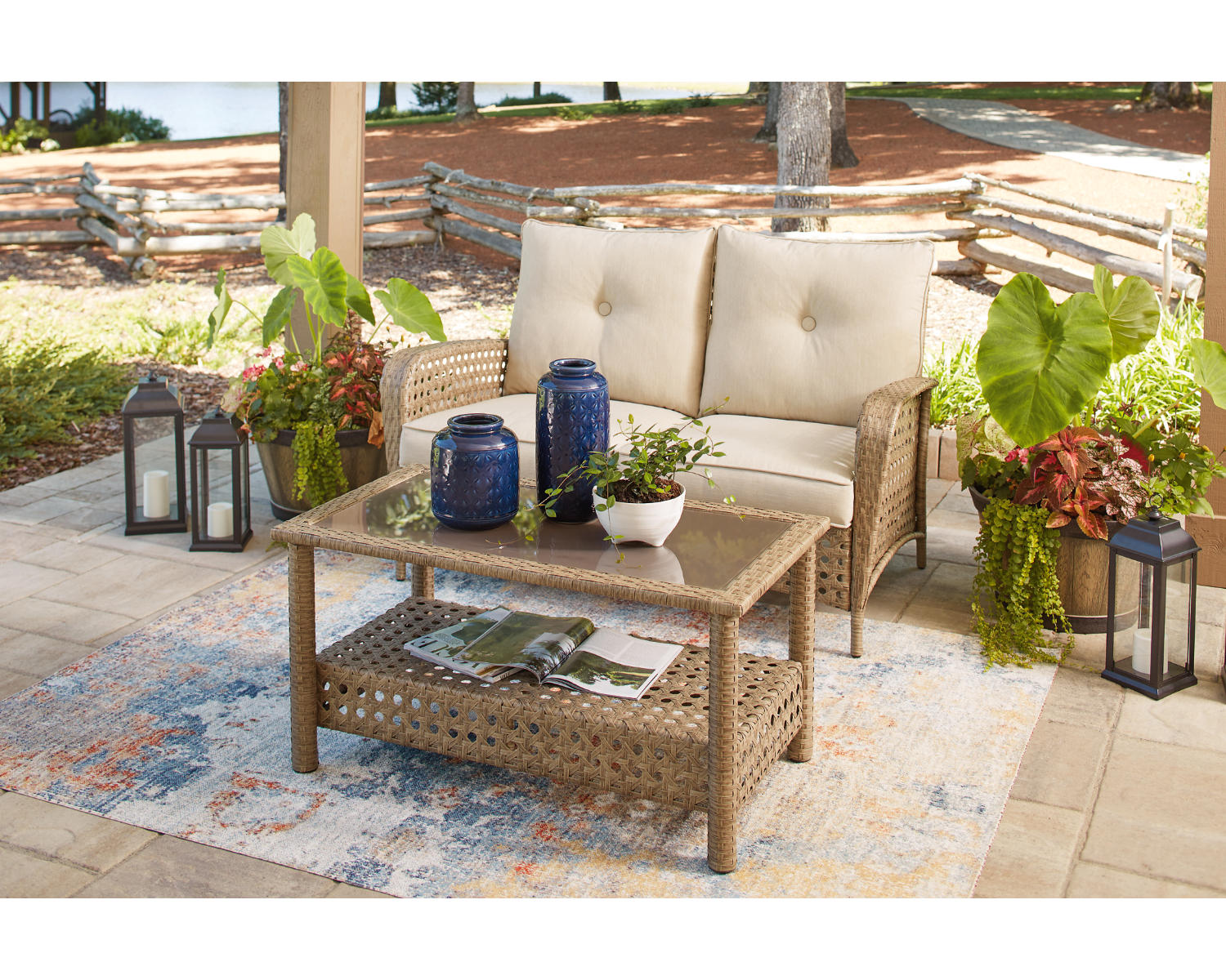 Braylee Outdoor Loveseat with Table (Set of 2)