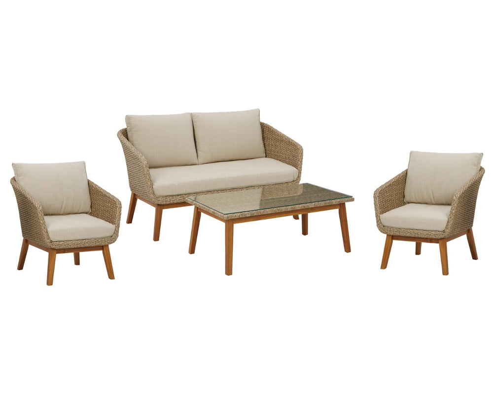 Loveseat de exterior Crystal Cave, dos sillones y mesa de centro