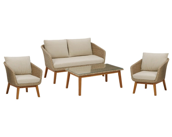 Loveseat de exterior Crystal Cave, dos sillones y mesa de centro