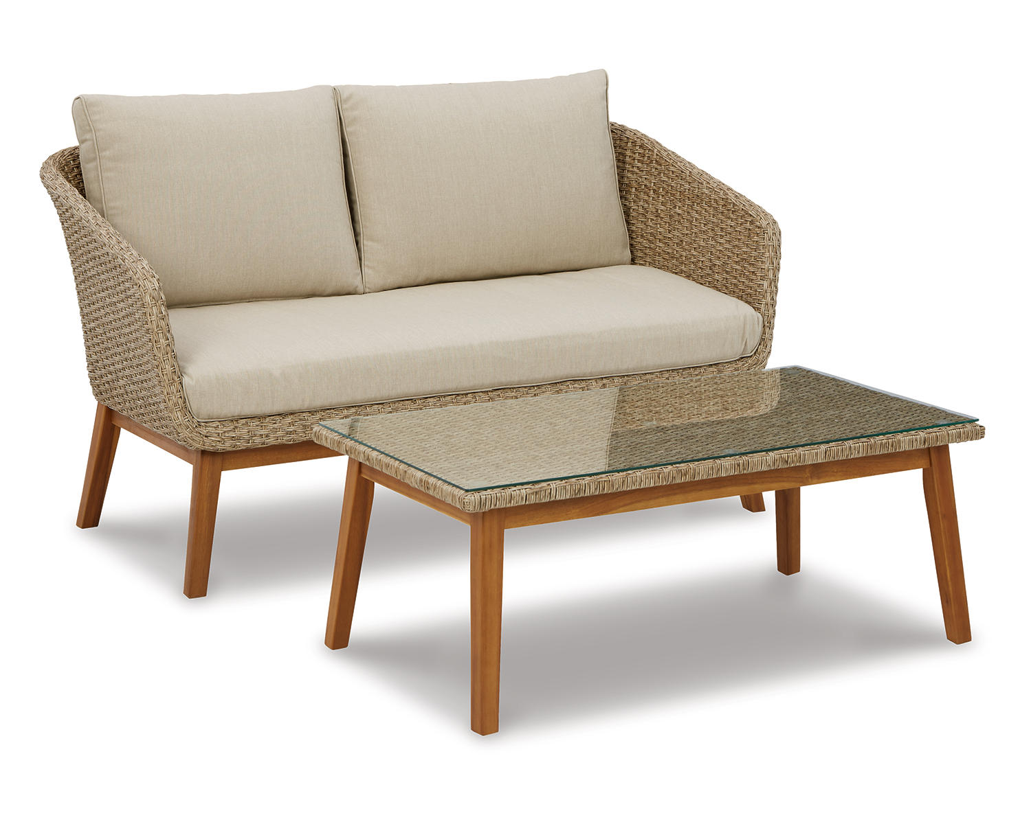 Crystal Cave Outdoor Loveseat with Table (Set of 2)