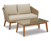 Crystal Cave Outdoor Loveseat with Table (Set of 2)