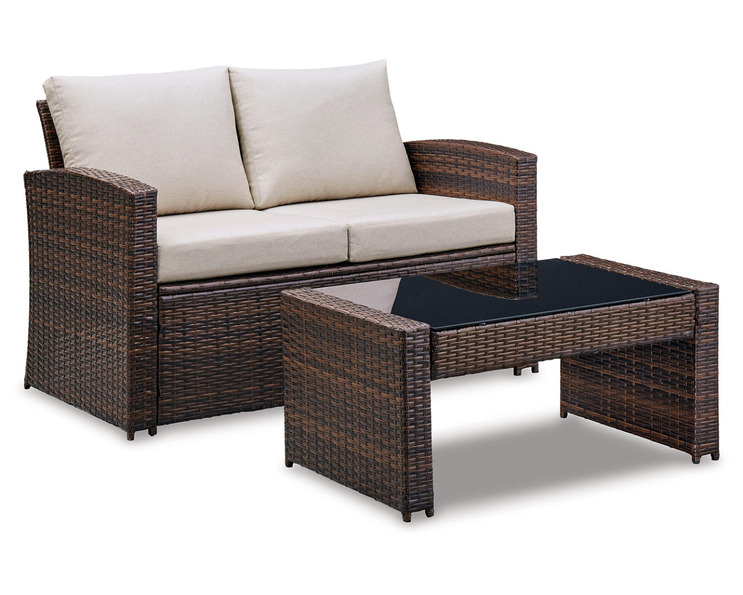 East Brook Outdoor Loveseat, 2 Lounge Chairs and Coffee Table