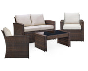 East Brook Outdoor Loveseat, 2 Lounge Chairs and Coffee Table
