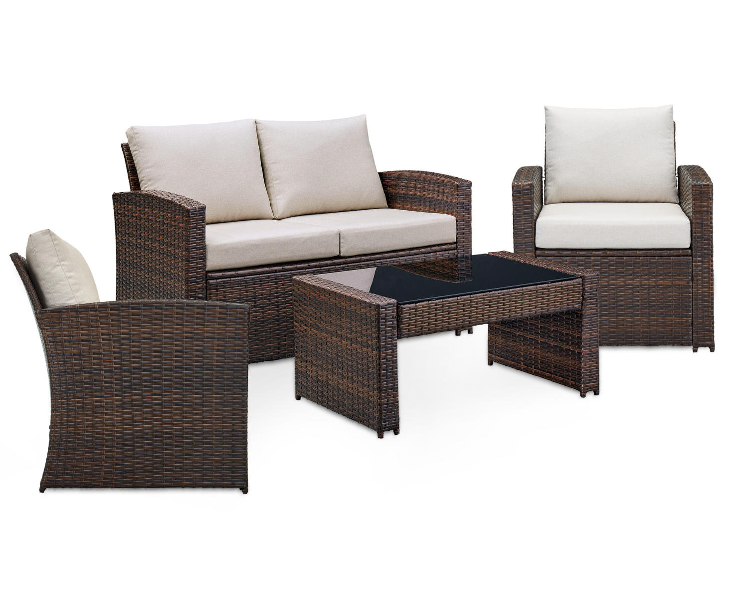 East Brook Outdoor Loveseat, 2 Lounge Chairs and Coffee Table