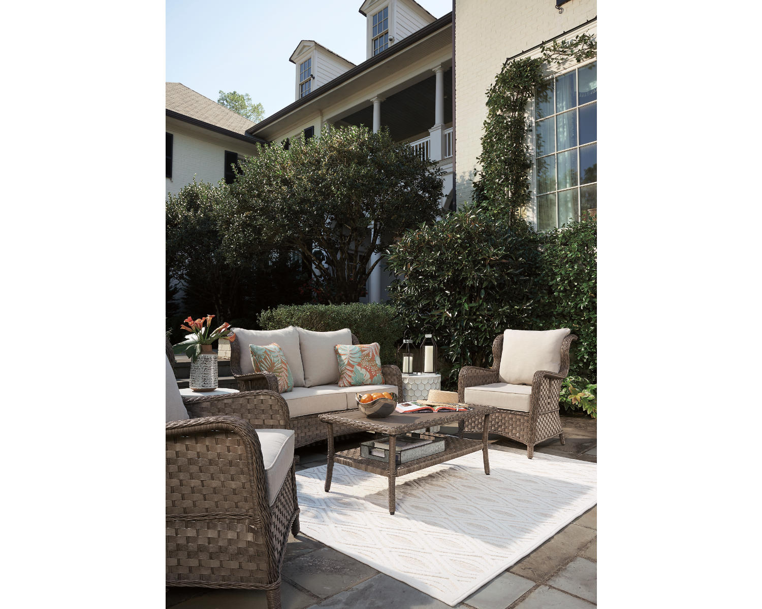 Clear Ridge Outdoor Loveseat, 2 Lounge Chairs and Coffee Table