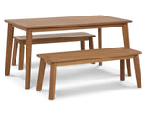 Mesa de comedor para exterior Janiyah con 2 bancos
