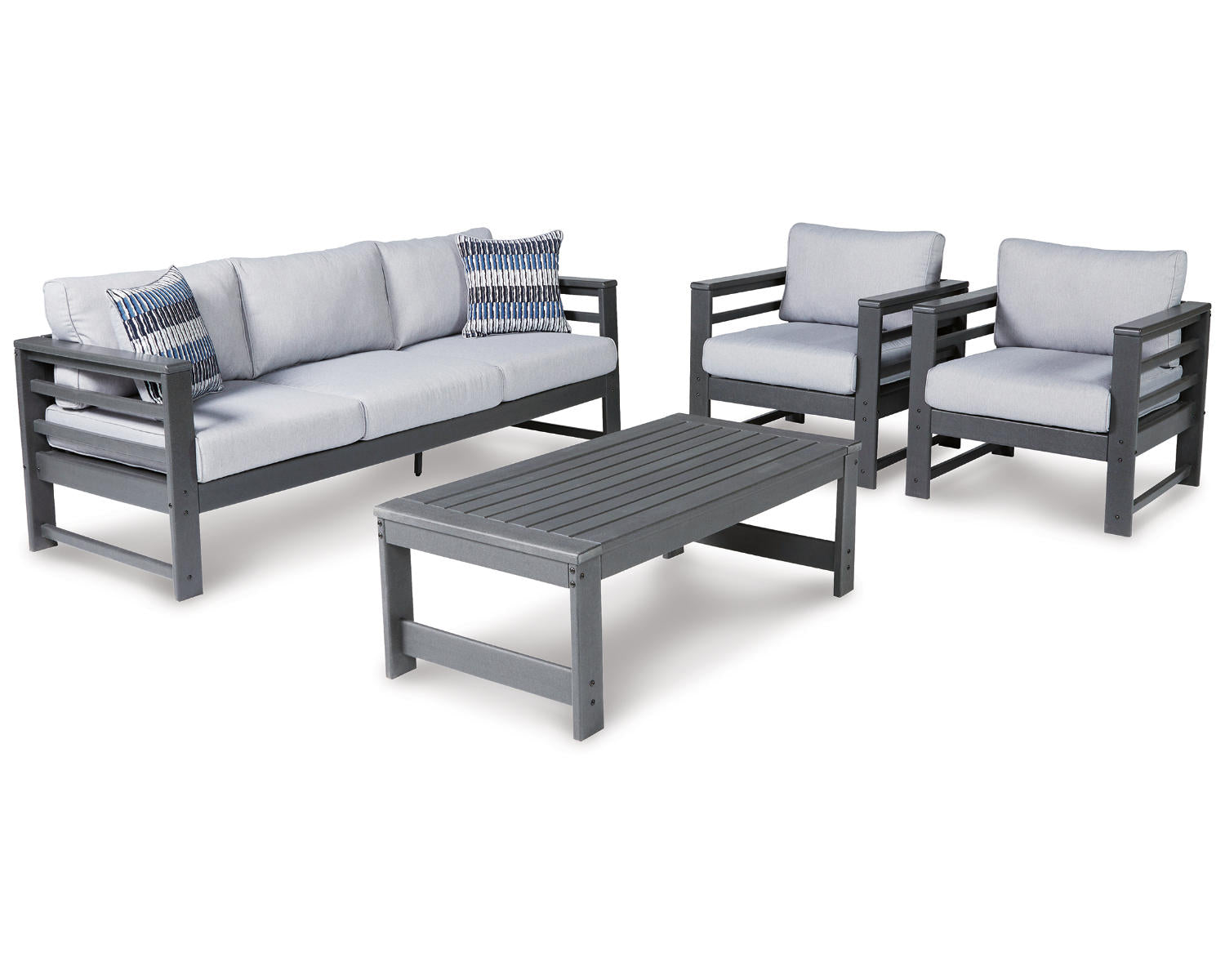 Amora Outdoor Sofa, 2 Lounge Chairs and Coffee Table