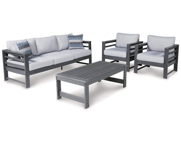 Sofá de exterior Amora, 2 sillones y mesa de centro