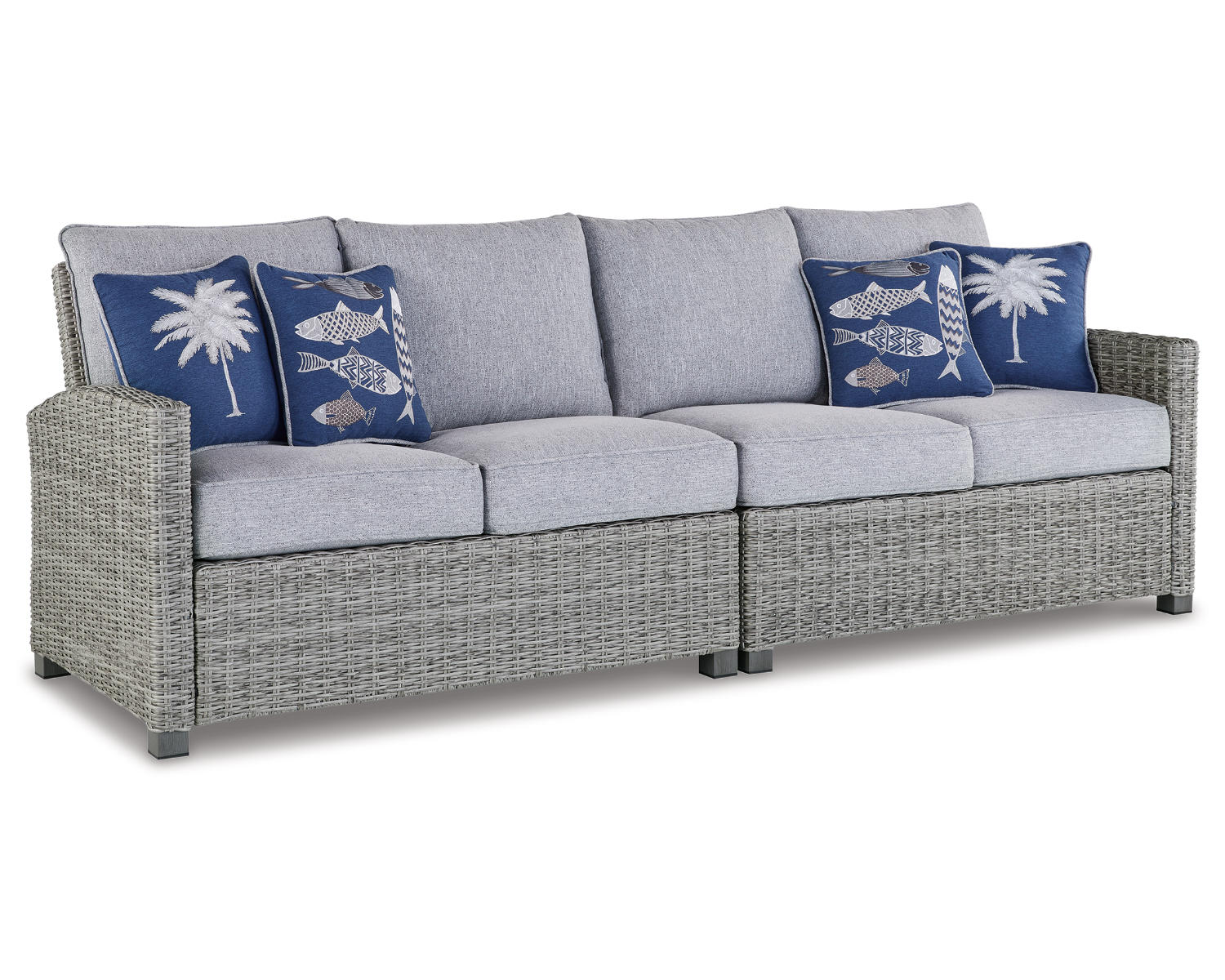 Naples Beach Outdoor Right and Left-arm Facing Loveseat with Cushion (Set of 2)