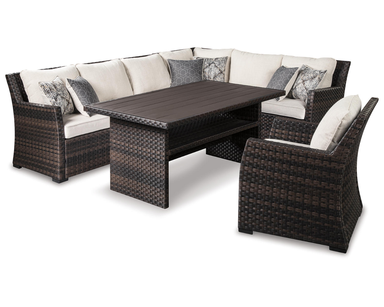 Easy Isle 3-Piece Outdoor Sofa Sectional with Lounge Chair and Table