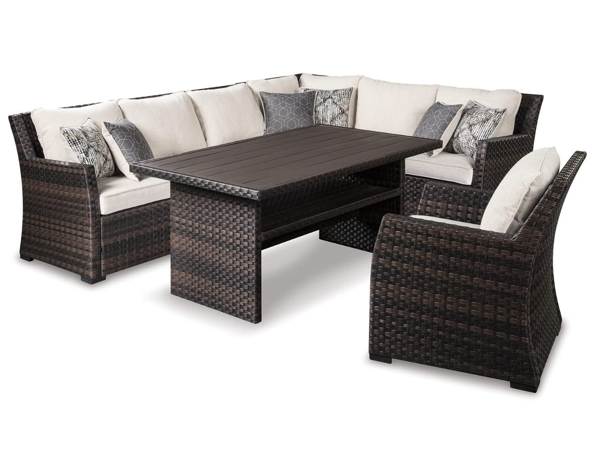 Easy Isle 3-Piece Outdoor Sofa Sectional with Lounge Chair and Table