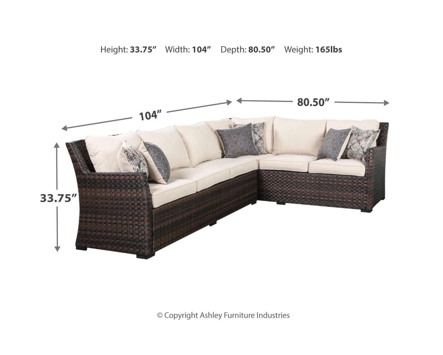 Easy Isle 3-Piece Outdoor Sofa Sectional with Lounge Chair and Table