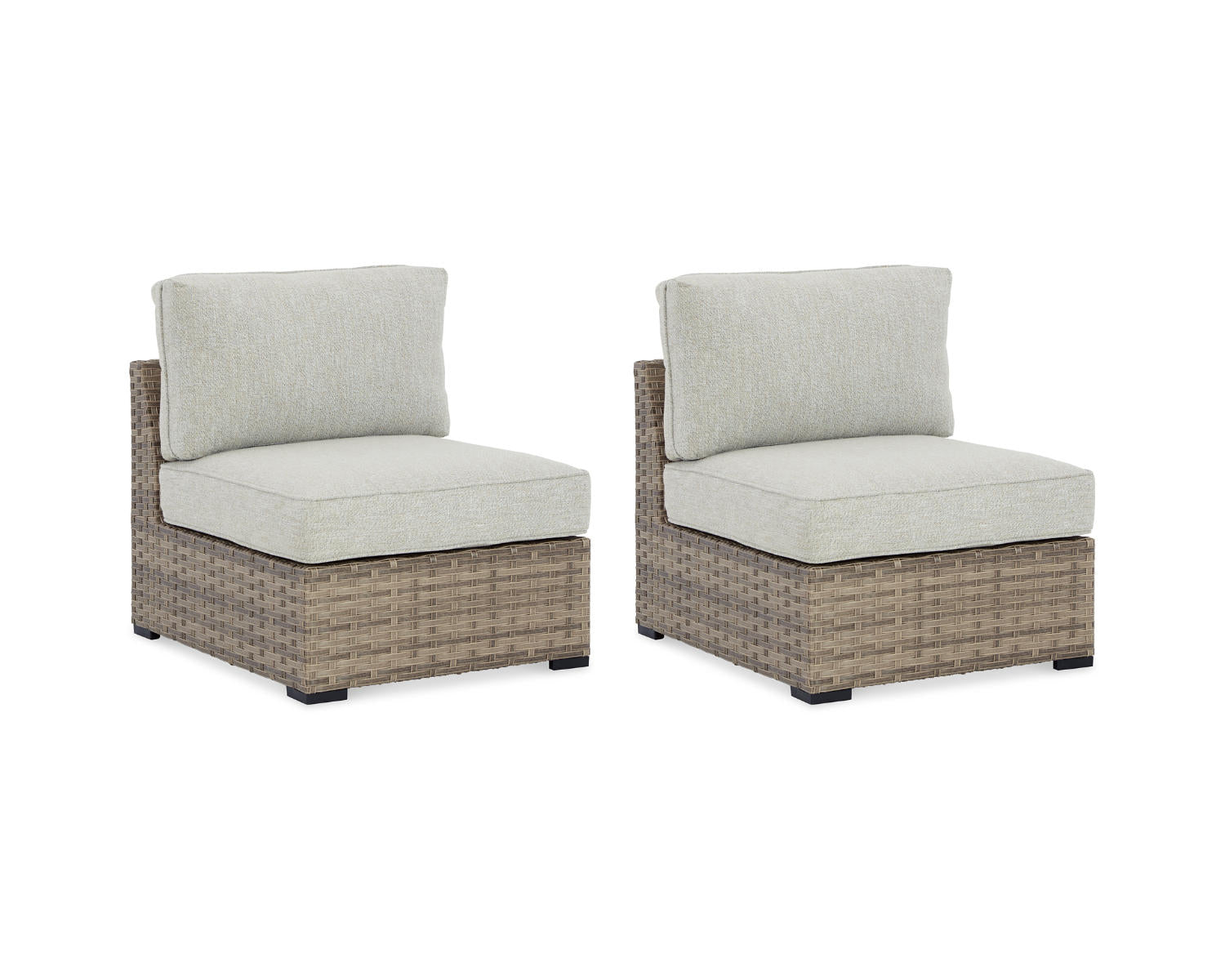 Calworth Outdoor Armless Chair with Cushion (Set of 2)