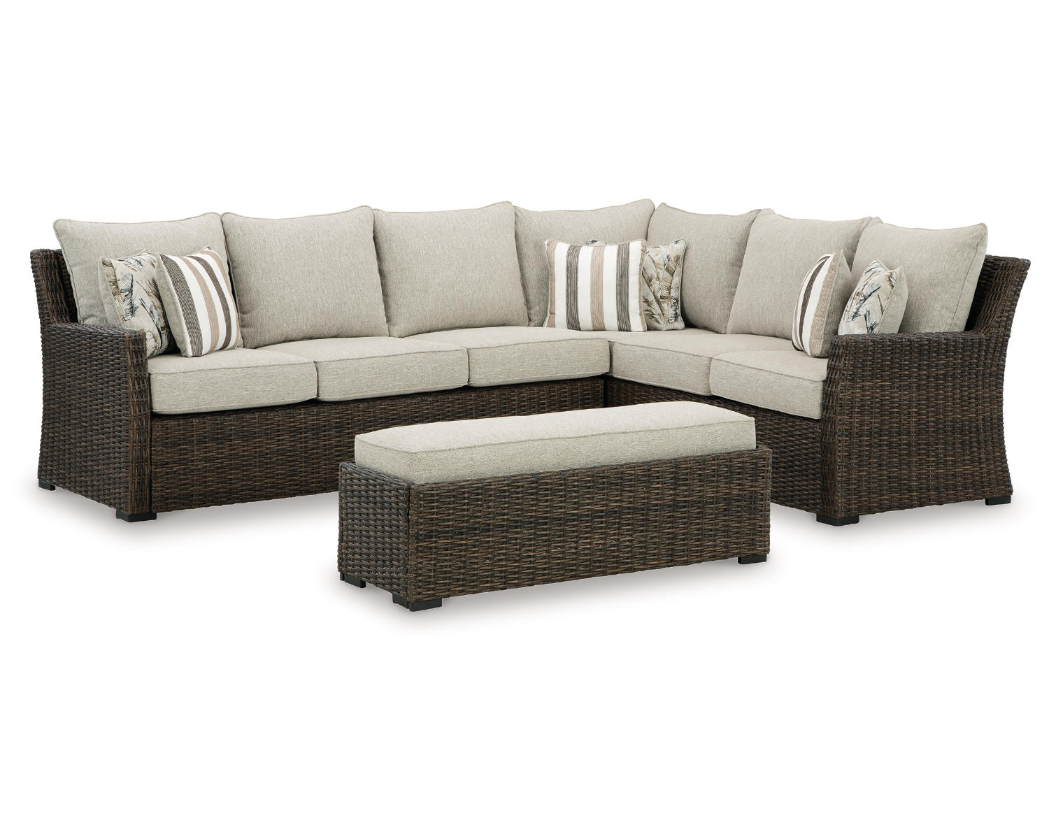 Brook Ranch Outdoor Sofa Sectional/Bench with Cushion (Set of 3)