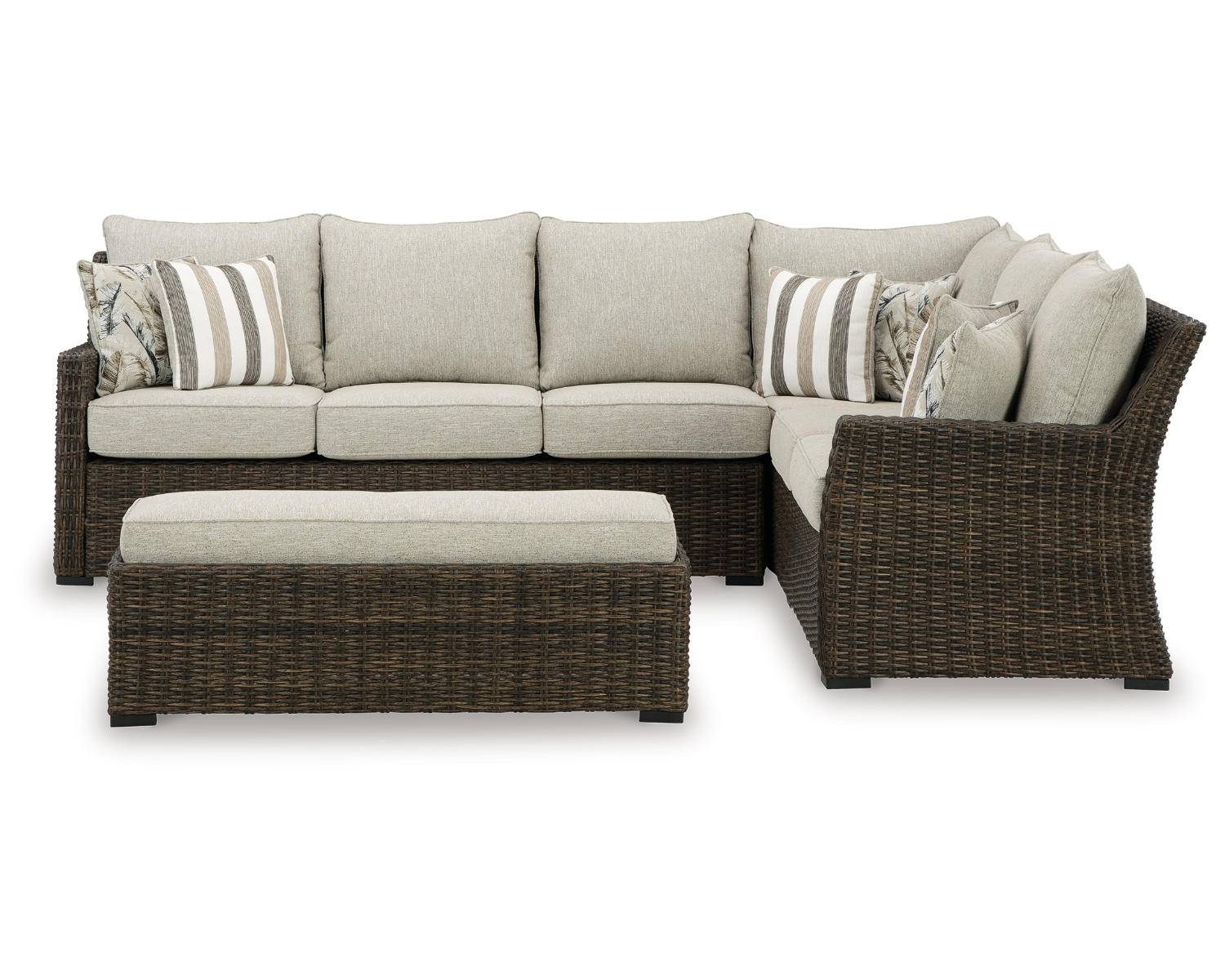 Brook Ranch Outdoor Sofa Sectional/Bench with Cushion (Set of 3)
