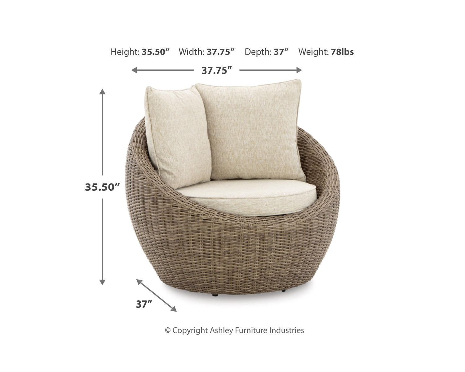 Danson 2 Swivel Lounge Chairs and End Table
