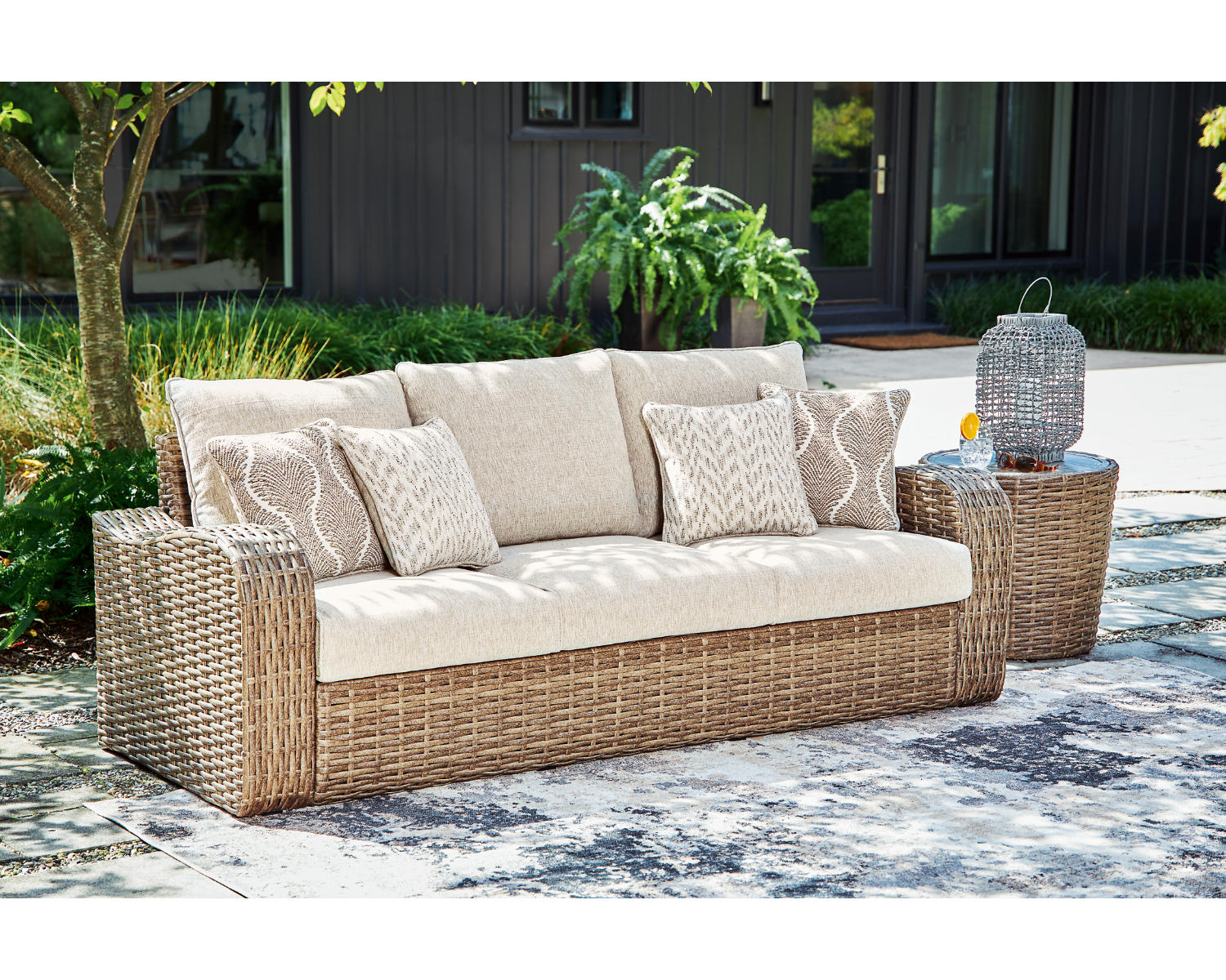 Sandy Bloom Outdoor Sofa with Cushion