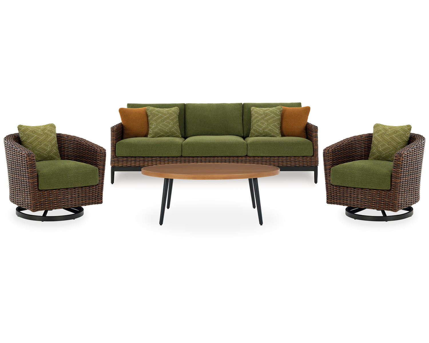 Horizon Hall Outdoor Sofa, 2 Lounge Chairs, Ottoman and Coffee Table