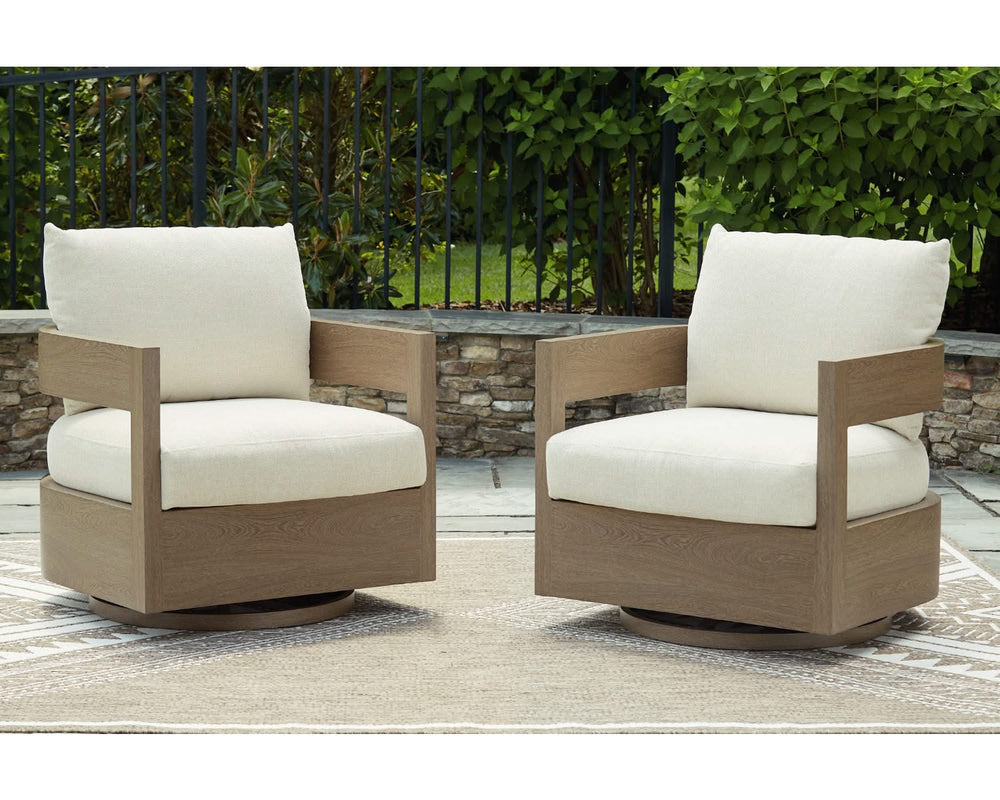 Silla giratoria para exteriores Serene Bay con cojín