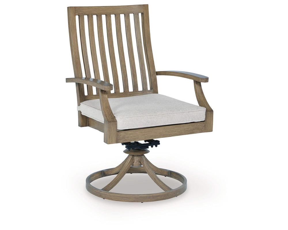 Silla giratoria de exterior Rainier Ranch con cojín (juego de 2)