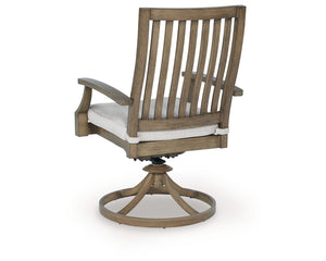 Silla giratoria de exterior Rainier Ranch con cojín (juego de 2)